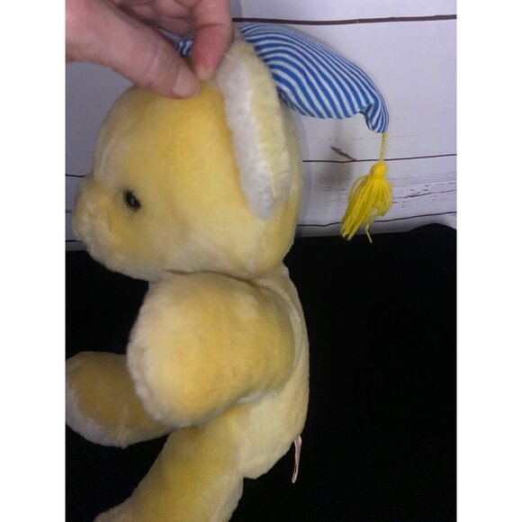 Vintage Animal Fair Teddy Bear Yellow Plush Sleeping Cap Star Moon - Picture 4 of 7